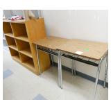 Rm 111B - 2 light stands/desks and a wood bookcase 48x15x43