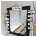Rm 113 - Mirror and wall hanging