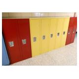 by 102 - Clean, 9 Red and Yellow lockers 12 inches wide 48 tall