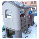 Outside - Plastic Fort with slides - play and climb