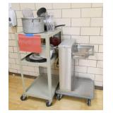 K - Atlas mobile cantilever rack tray dispenser and cart with contents