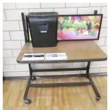 Rm 202 - small rolling table and paper shredder