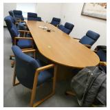Rm 17 - 12 foot conference table x 47 in wide and 14 chairs