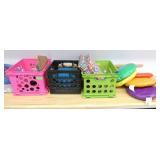 Rm 105 - crates of cushions, clipboards, wobble discs