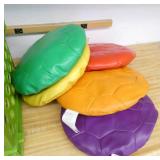 Rm 105 - crates of cushions, clipboards, wobble discs