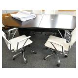 Office - Conference table with 6 leather chairs on wheels
