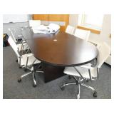 Office - Conference table with 6 leather chairs on wheels