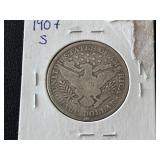 1907-S Barber Half Dollar 1,250,000 Minted