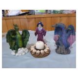 Wizard Candle Holder and 2 Dragons