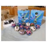 Smart Lights LED Light Show (Snowflurry), 12 Mini Candles, Crystal Rotary Stands