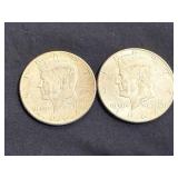 2 1964 Kennedy Half Dollars