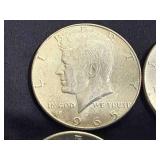 4 1965 Kennedy Half Dollars