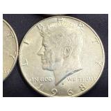 4 1968 Kennedy Half Dollars