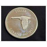1967 Canadian Centennial Silver Dollar - 80% Silver