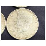 4 1968 Kennedy Half Dollars