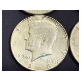 4 1968 Kennedy Half Dollars