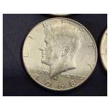4 1968 Kennedy Half Dollars
