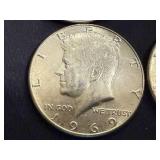 4 1969 Kennedy Half Dollars