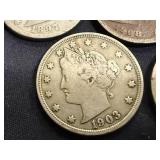 8 Liberty Head V Nickels
