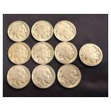 10 Buffalo Nickels