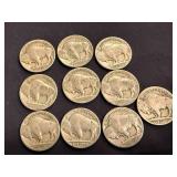10 Buffalo Nickels