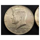 4 1967 Kennedy Half Dollars