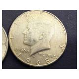 4 Kennedy Half Dollars 2 - 1968 & 2 - 1969