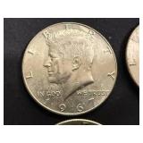 5 Kennedy Half Dollars 3 - 1966 & 2 - 1967