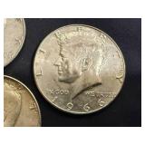 5 Kennedy Half Dollars 3 - 1966 & 2 - 1967