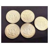 5 Kennedy Half Dollars 3 - 1966 & 2 - 1967
