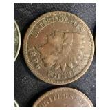 8 Indian Head Pennies & 4 Steel Wheel Pennies