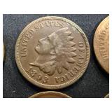8 Indian Head Pennies & 4 Steel Wheel Pennies