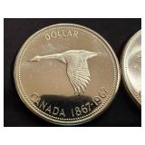2 - 1967 Canadian Centennial Silver Dollar - 80% Silver