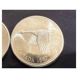 2 - 1967 Canadian Centennial Silver Dollar - 80% Silver