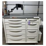 MSRP $8000 Phoenix LTC Multi-Drawer Medical Medication Cart with Secure Tablet Mount. Durable design with smooth-rolling casters, spacious drawer storage, and a working electronic lock system for adde