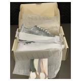 J. Adams Hero Glossy Silver Glitter Sneakers - Size 8.5