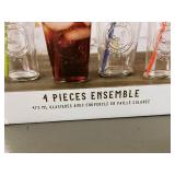 Select Farm Glass Tumblers 16 oz - Set of 8 with Color Lids & Straws (Lot of 8)