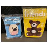 Leisure Arts Pudgies & Friends Crochet Kits Cassie Cow & Bosco Bear (Lot of 2)