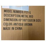 1721-G Metal Bed Frame - Queen 60x80 - Antique Brown - Made in China