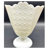 Vintage Fenton Daisy & Button Milk Glass Candelabra Pair with Bowl, Vase and Shoe