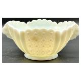 Vintage Fenton Daisy & Button Milk Glass Candelabra Pair with Bowl, Vase and Shoe