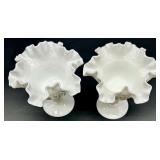Vintage Fenton Cactus Pattern Milk Glass Vases and Compotes