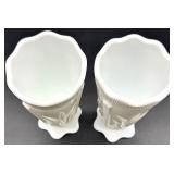 Vintage Fenton Cactus Pattern Milk Glass Vases and Compotes