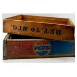 Pepsi-Cola Vintage Wood Crate Pair - Outer Pepsi Crate & RET. TO MFG.