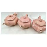 Vintage Hall Pink Teapots - Hexagonal Lidded Teapots
