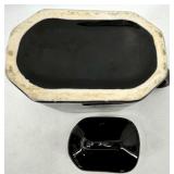 Vintage Hall Pottery- Black Glaze Teapots, Creamer and 3 bowls