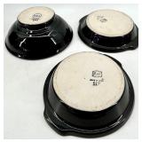 Vintage Hall Pottery- Black Glaze Teapots, Creamer and 3 bowls