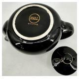 Vintage Hall Pottery- Black Glaze Teapots, Creamer and 3 bowls