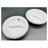 Vintage Fenton Silver Crest Glass Divided Dishes - Ruffled Edge