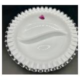 Vintage Fenton Silver Crest Glass Divided Dishes - Ruffled Edge